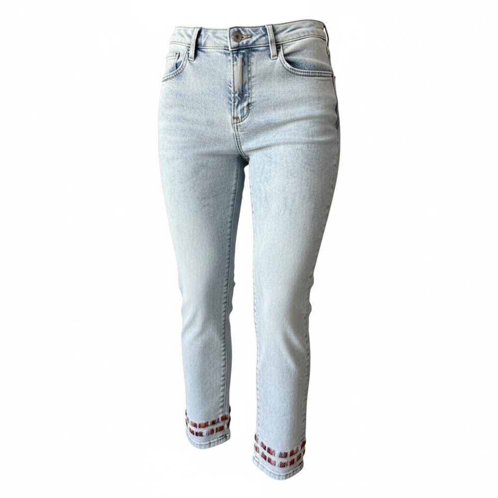 DRIFTWOOD Colette Cropped Jeans with Colorful‎ Embroidery NWT